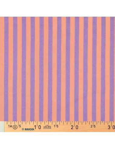 Tissu coton rayé fil teint Noémie - Pêche