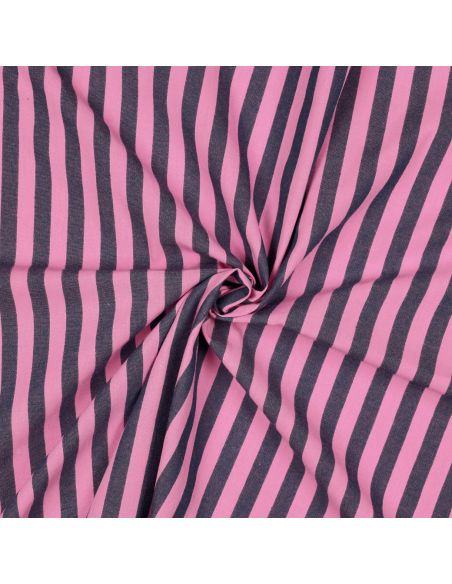 Tissu coton rayé fil teint Noémie - Pétrole