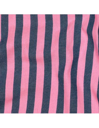 Tissu coton rayé fil teint Noémie - Pétrole