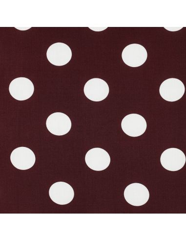 Tissu viscose - Gros pois blanc fond burgandy