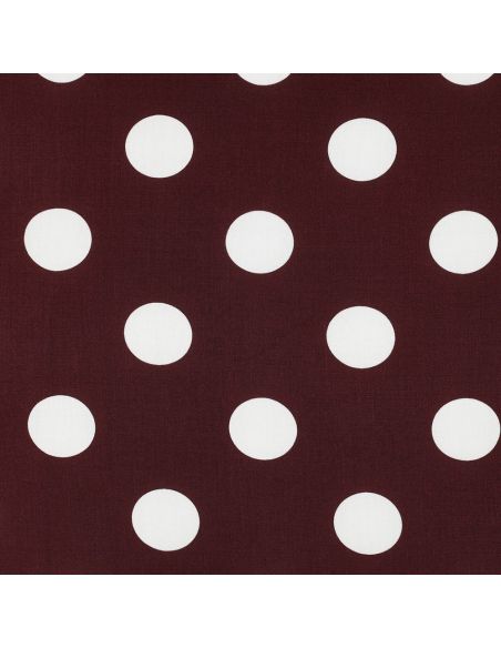 Tissu viscose - Gros pois blanc fond burgandy