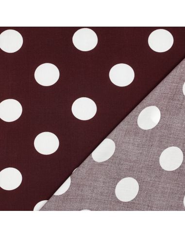 Tissu viscose - Gros pois blanc fond burgandy