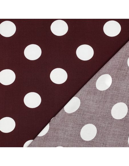 Tissu viscose - Gros pois blanc fond burgandy