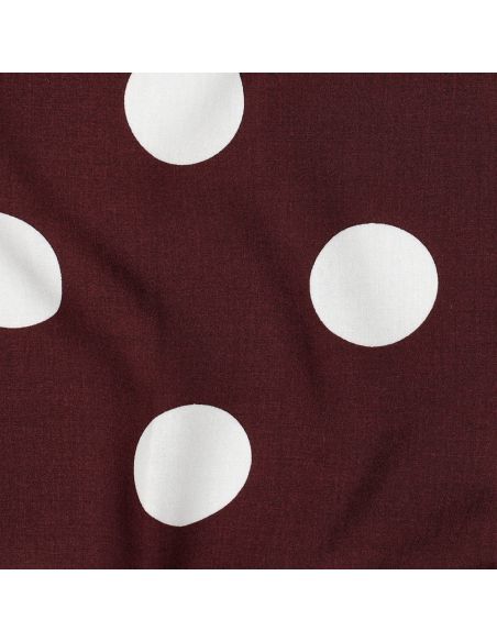 Tissu viscose - Gros pois blanc fond burgandy