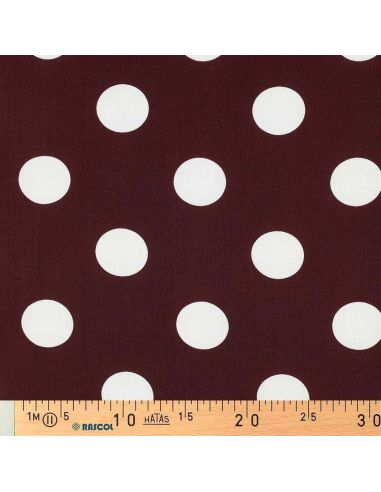 Tissu viscose - Gros pois blanc fond burgandy