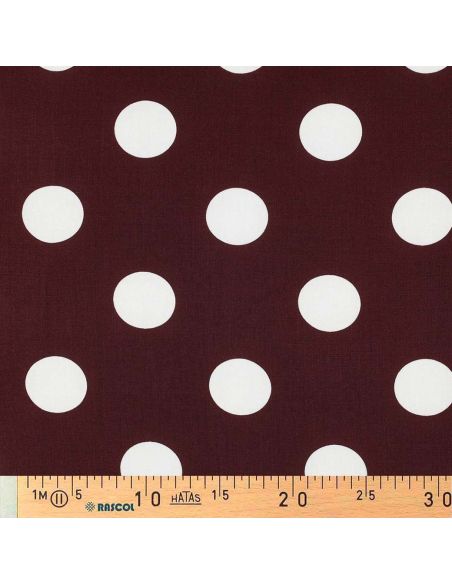Tissu viscose - Gros pois blanc fond burgandy
