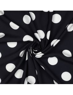 Tissu viscose - Gros pois blanc fond navy