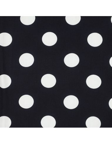 Tissu viscose - Gros pois blanc fond navy