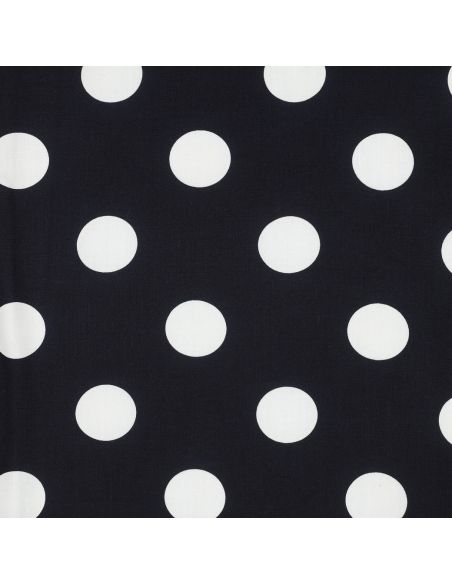 Tissu viscose - Gros pois blanc fond navy