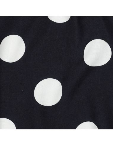Tissu viscose - Gros pois blanc fond navy
