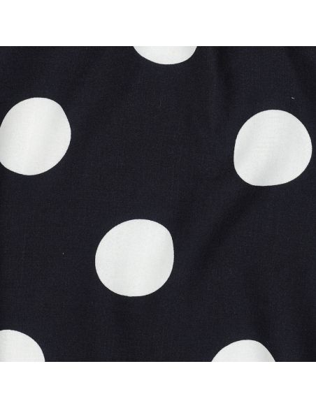 Tissu viscose - Gros pois blanc fond navy