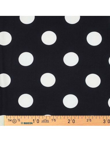 Tissu viscose - Gros pois blanc fond navy