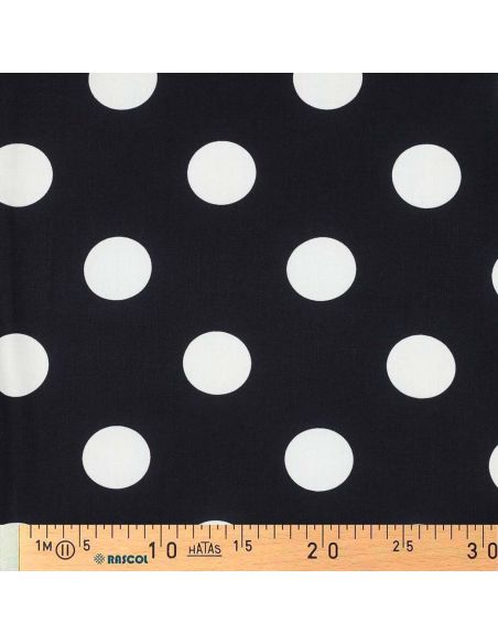 Tissu viscose - Gros pois blanc fond navy