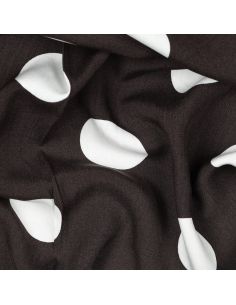 Tissu viscose - Gros pois blanc fond marron 2