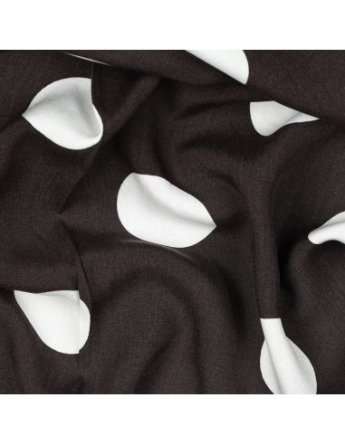 Tissu viscose - Gros pois blanc fond marron