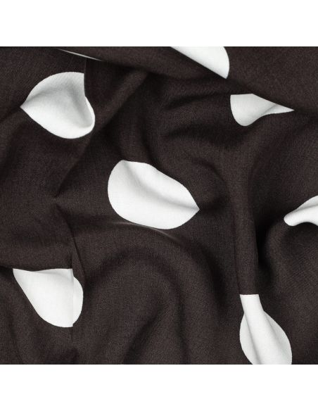 Tissu viscose - Gros pois blanc fond marron