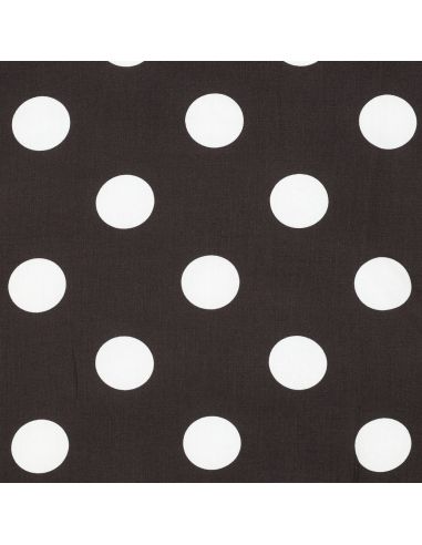 Tissu viscose - Gros pois blanc fond marron
