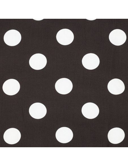 Tissu viscose - Gros pois blanc fond marron