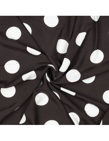 Tissu viscose - Gros pois blanc fond marron