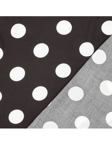 Tissu viscose - Gros pois blanc fond marron