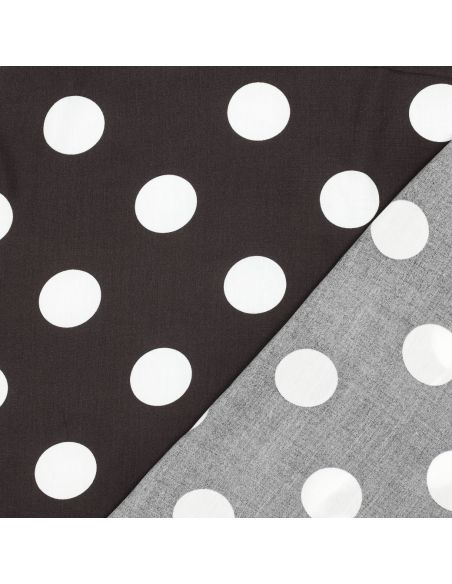 Tissu viscose - Gros pois blanc fond marron