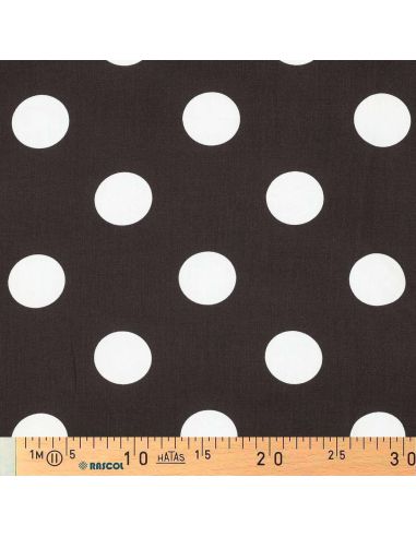 Tissu viscose - Gros pois blanc fond marron