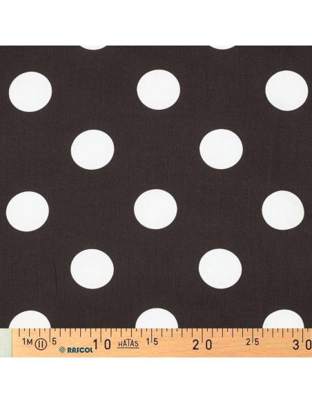 Tissu viscose - Gros pois blanc fond marron