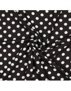 Tissu viscose - Pois moyen blanc fond brun