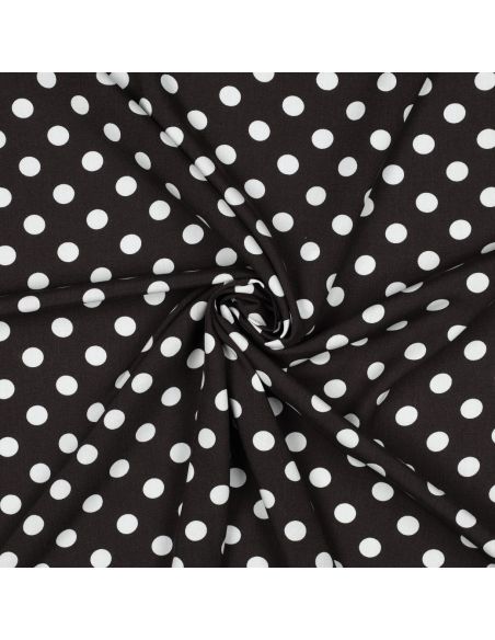 Tissu viscose - Pois moyen blanc fond brun