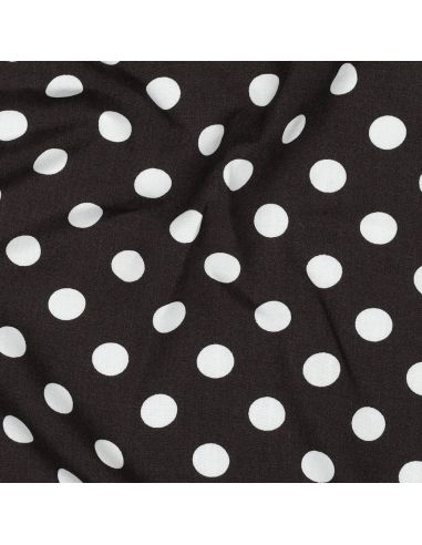 Tissu viscose - Pois moyen blanc fond brun