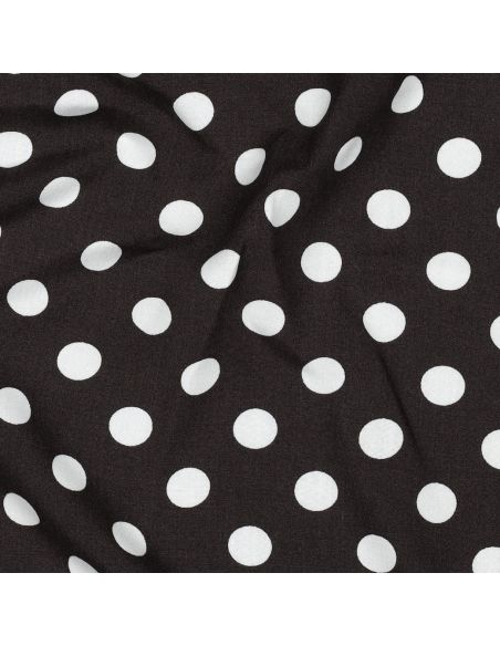 Tissu viscose - Pois moyen blanc fond brun