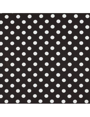 Tissu viscose - Pois moyen blanc fond brun