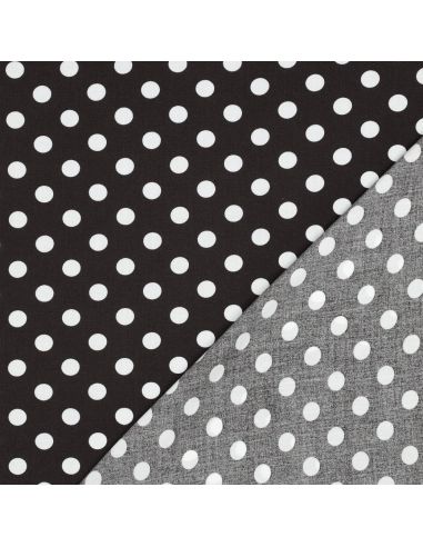 Tissu viscose - Pois moyen blanc fond brun