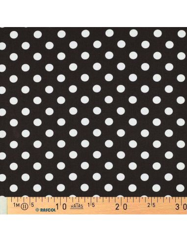Tissu viscose - Pois moyen blanc fond brun