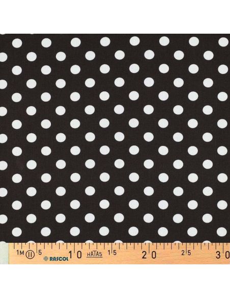 Tissu viscose - Pois moyen blanc fond brun