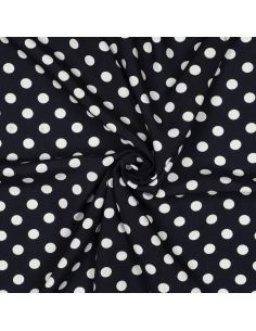 Tissu viscose - Pois moyen blanc fond navy