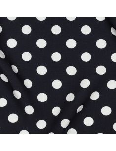 Tissu viscose - Pois moyen blanc fond navy 2