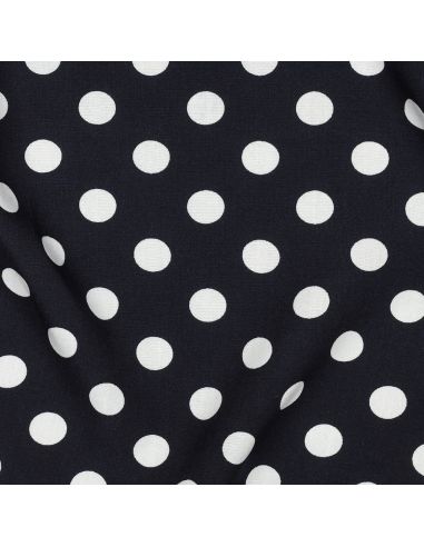 Tissu viscose - Pois moyen blanc fond navy