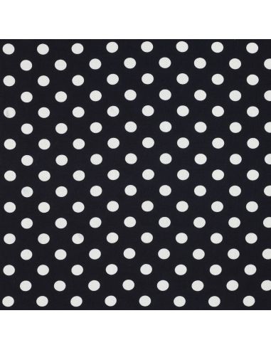 Tissu viscose - Pois moyen blanc fond navy