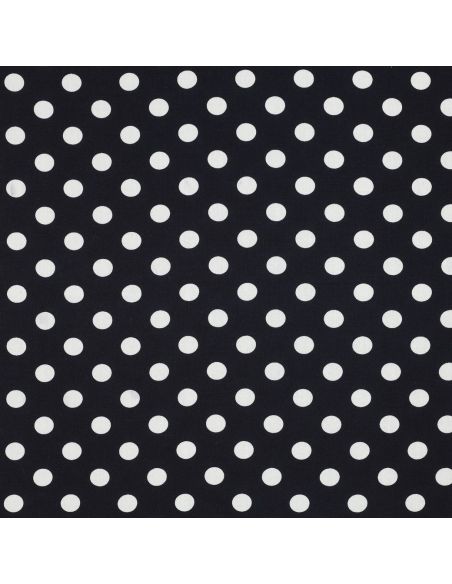 Tissu viscose - Pois moyen blanc fond navy