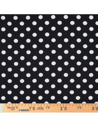 Tissu viscose - Pois moyen blanc fond navy