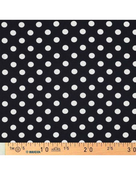 Tissu viscose - Pois moyen blanc fond navy