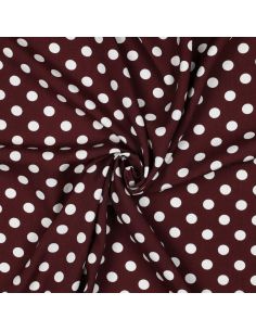 Tissu viscose - Pois moyen blanc fond burgandy
