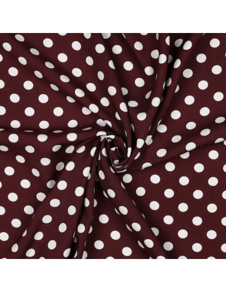 Tissu viscose - Pois moyen blanc fond burgandy