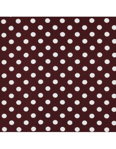 Tissu viscose - Pois moyen blanc fond burgandy