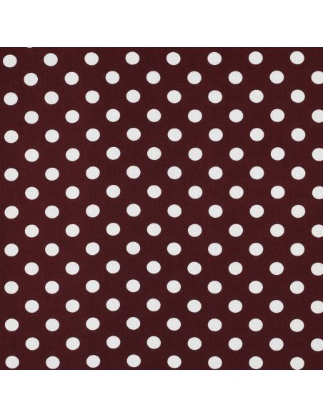 Tissu viscose - Pois moyen blanc fond burgandy