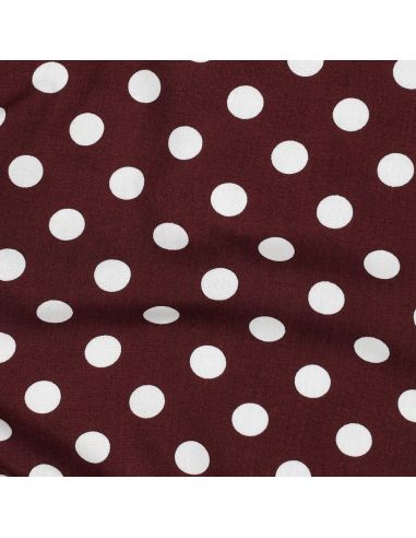 Tissu viscose - Pois moyen blanc fond burgandy