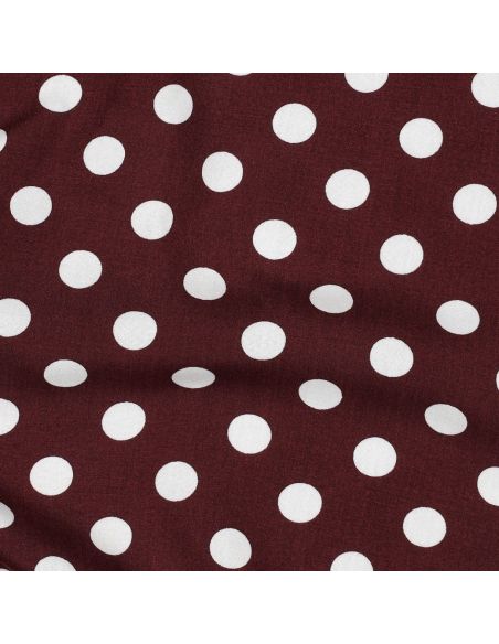 Tissu viscose - Pois moyen blanc fond burgandy