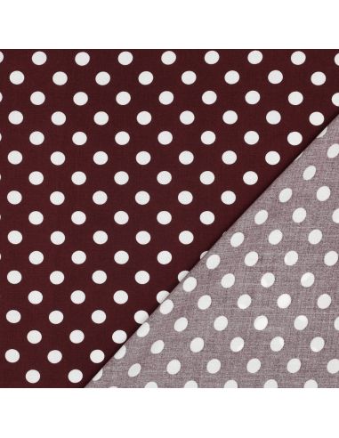 Tissu viscose - Pois moyen blanc fond burgandy