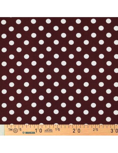 Tissu viscose - Pois moyen blanc fond burgandy